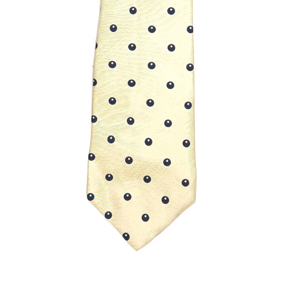 Yves Saint Laurent Silk Tie Men’s 57.5” Yellow Navy Blue Geometric Designer Tie